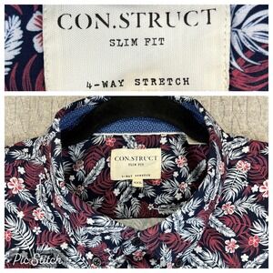 CON.STRUCT new without tags Dress Shirt Men XXL Geo Floral‎  Short Sleeve